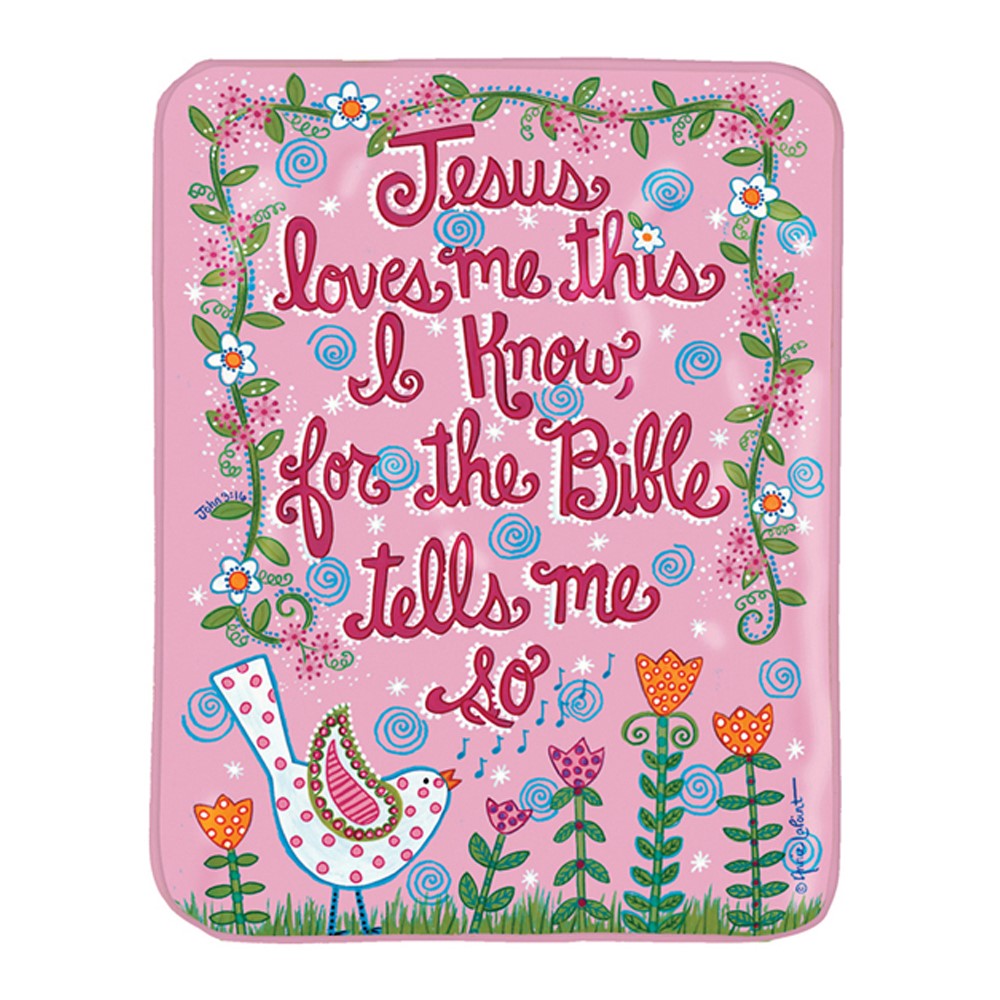 Jesus Loves Me Bird Pink Fleece Throw AIIZPK