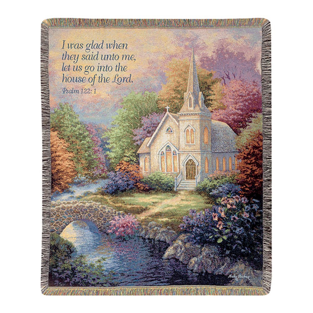 Church In The Country w/ Verse Tapestry Throw ATBCCV