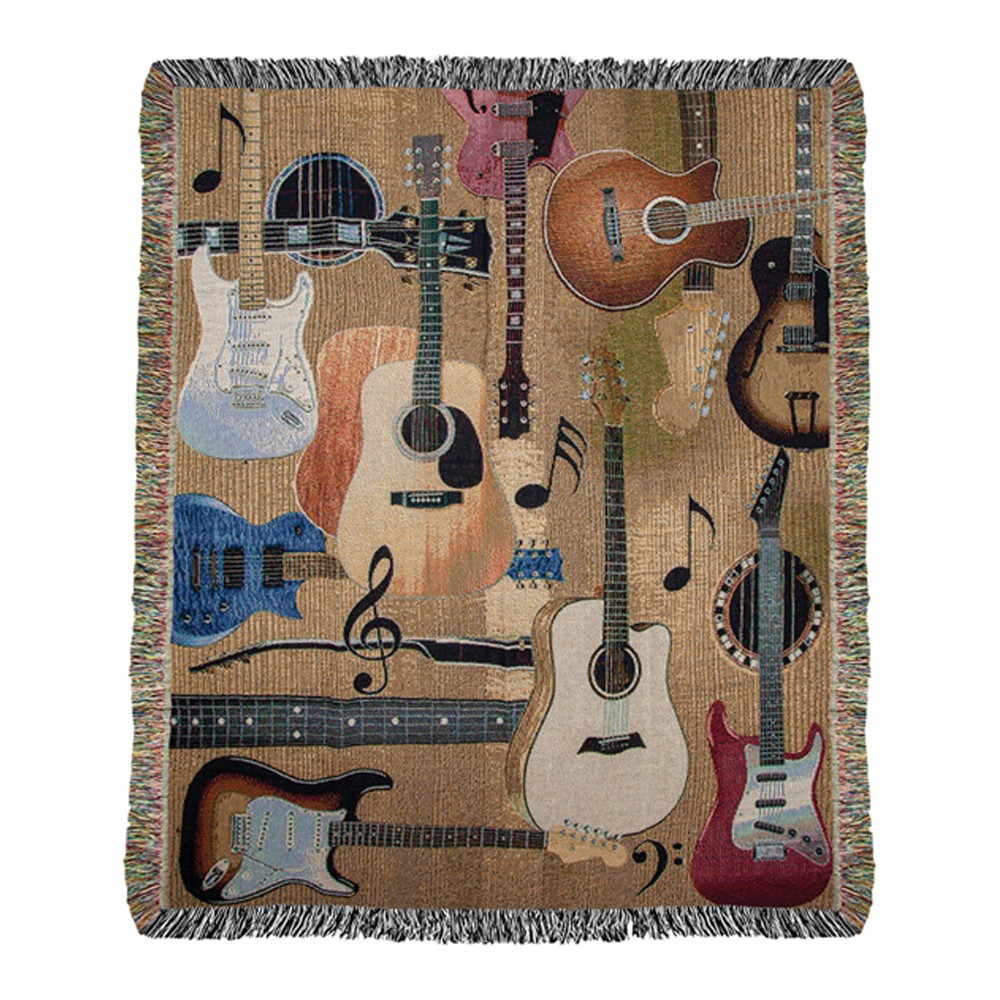 Guitar Collage Tapestry Throw Manual Woodworkers Weavers