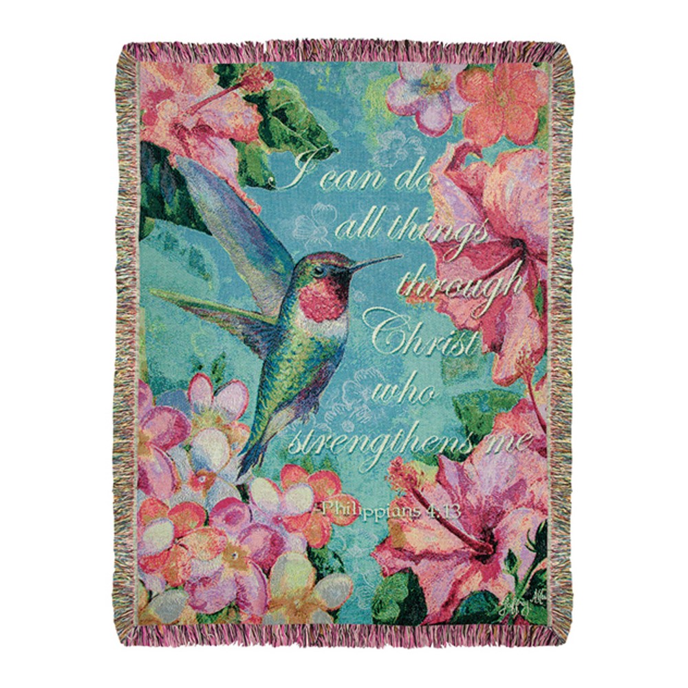 Hummingbird Hibiscus w/ Verse Tapestry Throw ATHHWV