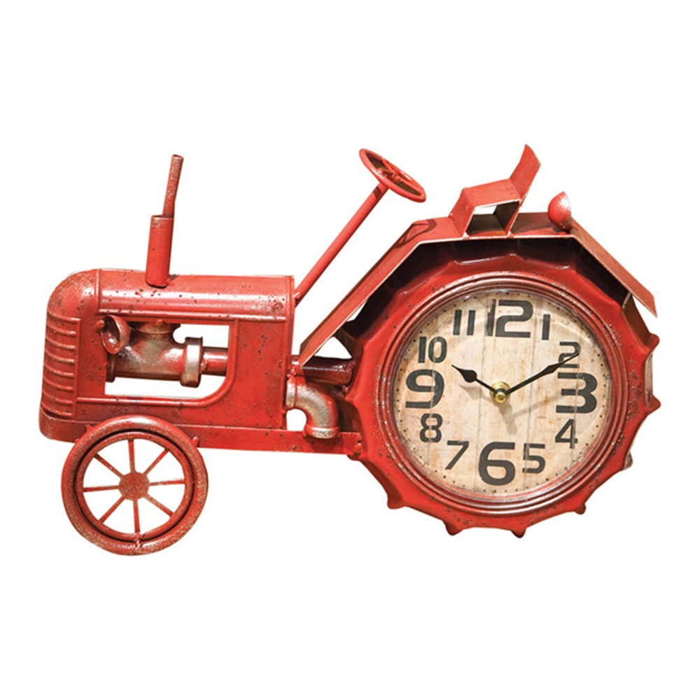 Tractor Red Table Clock IKCLTR