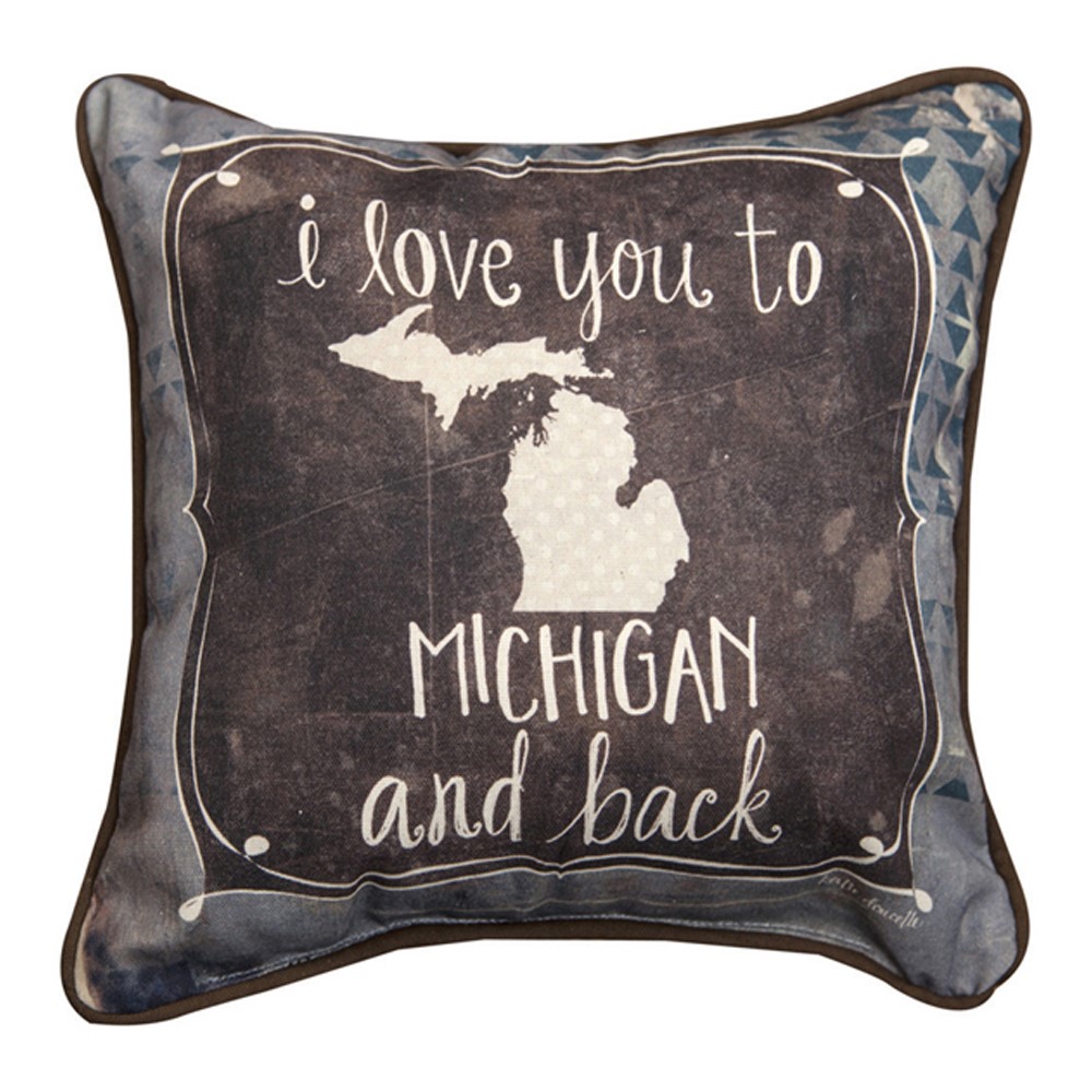 I Love You To Michigan & Back Word Pillow SDPLMI