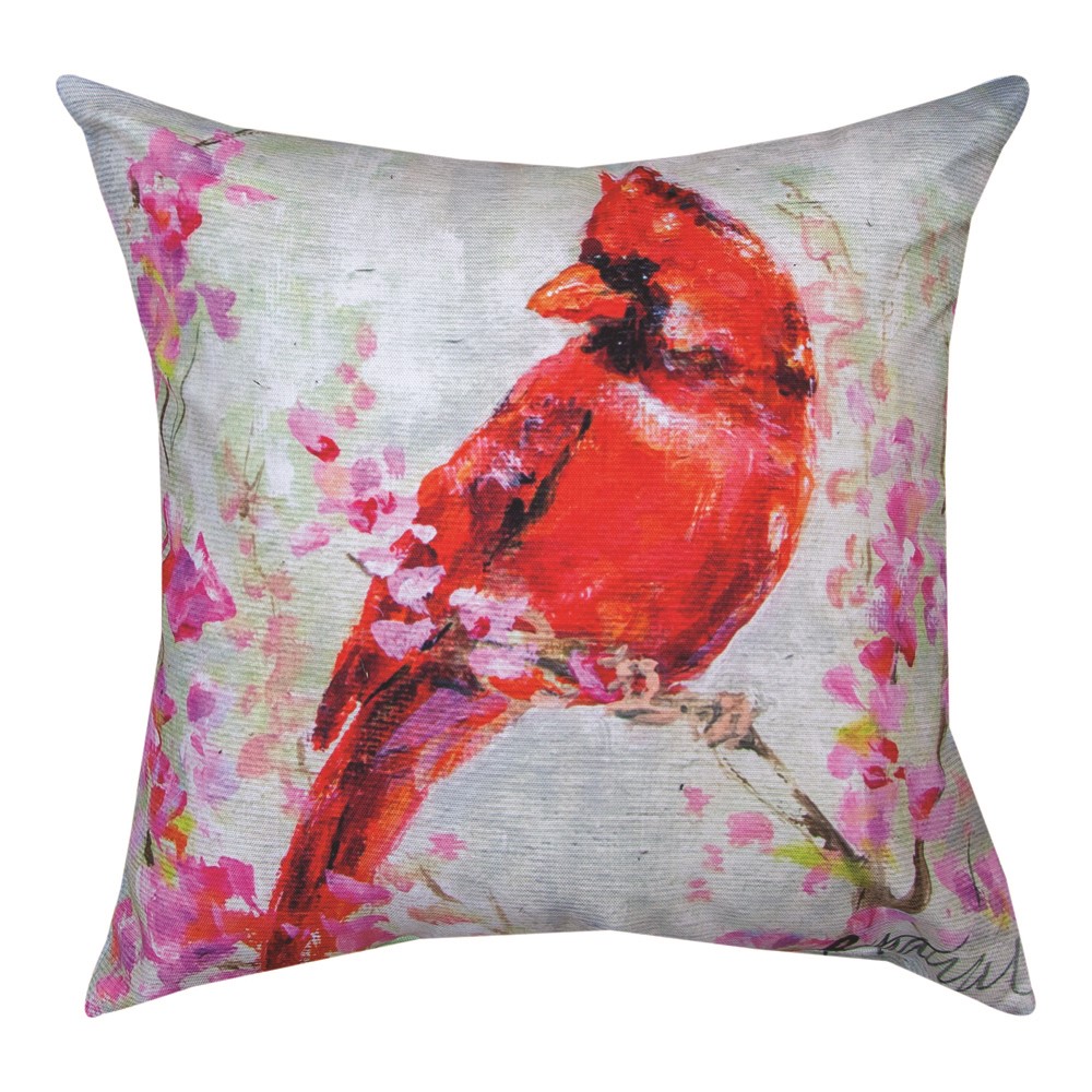 Cardinal in Redbud Climaweave Pillow SLCIR