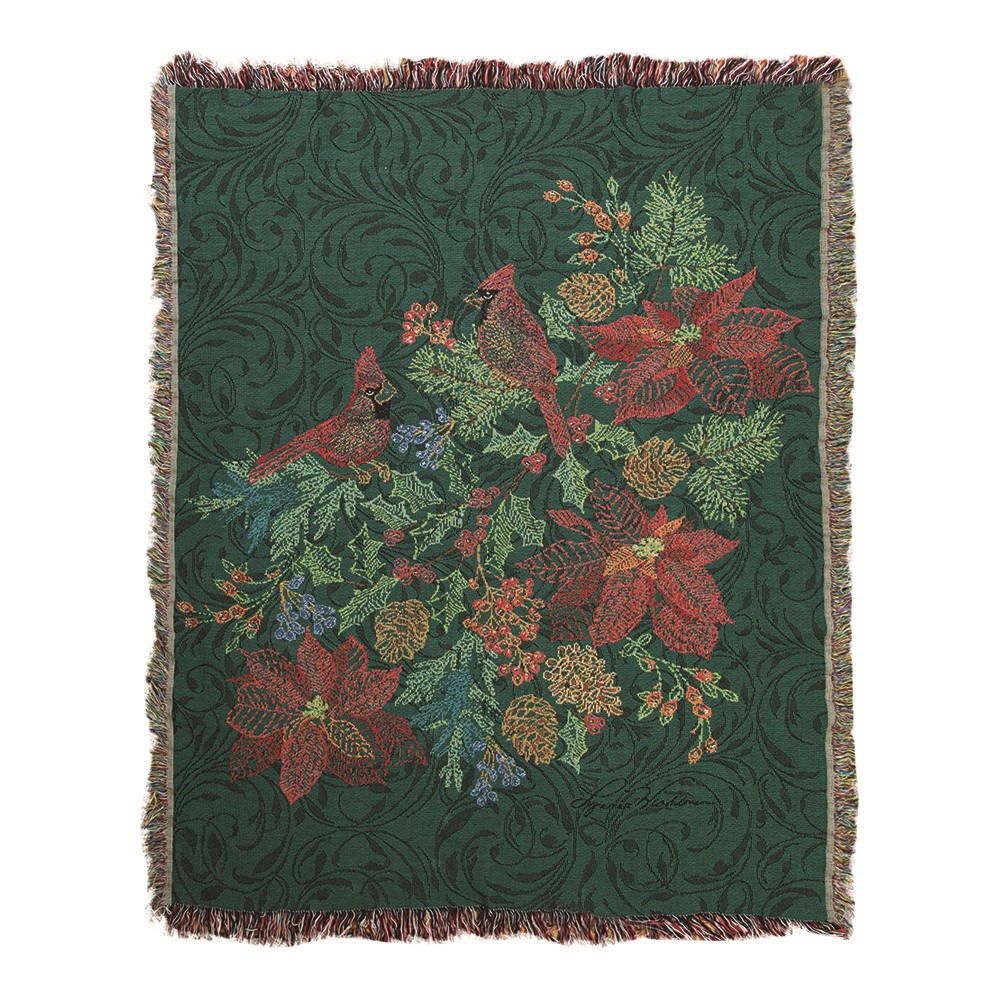 Embroidered Holiday Tapestry Throw ATENOL