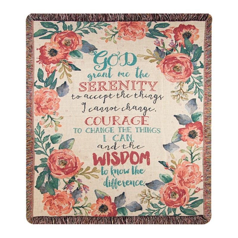 Serenity Prayer Floral Tapestry Throw ATSPFL