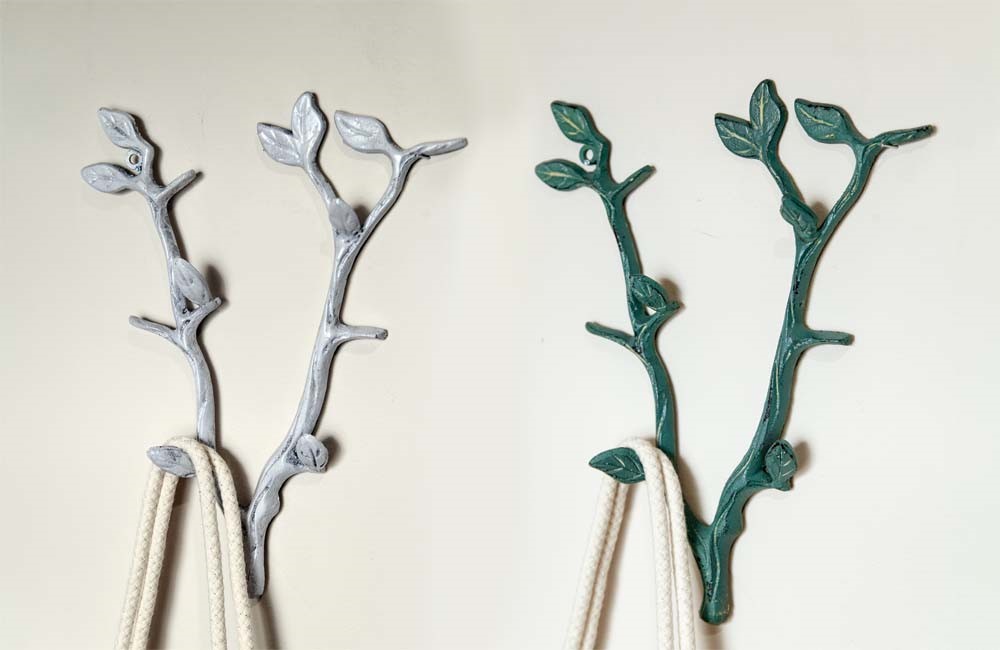 Buy Rustic Silver Cast Iron Tree Branch Double Decorative Metal Wall Hooks  5in - Cast Iron