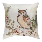 Snowy Forest Owl & Cardinal Climaweave Pillow SLSFOC View 2