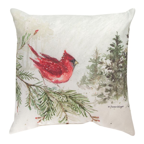 Snowy Forest Owl & Cardinal Climaweave Pillow SLSFOC