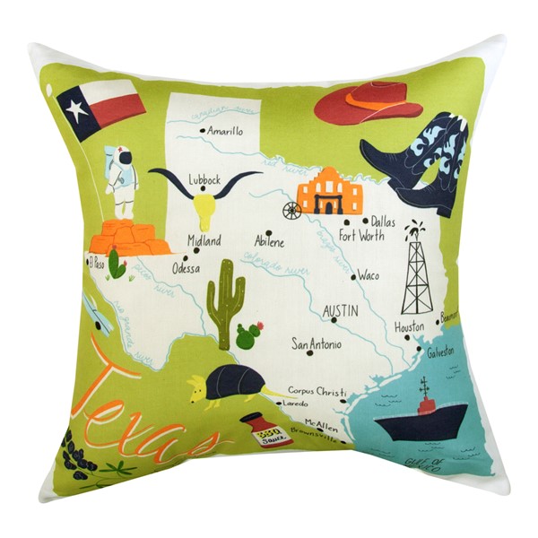 Retailer Corpus Christi Map Pillow - Texas Map Map Pillow 18x18